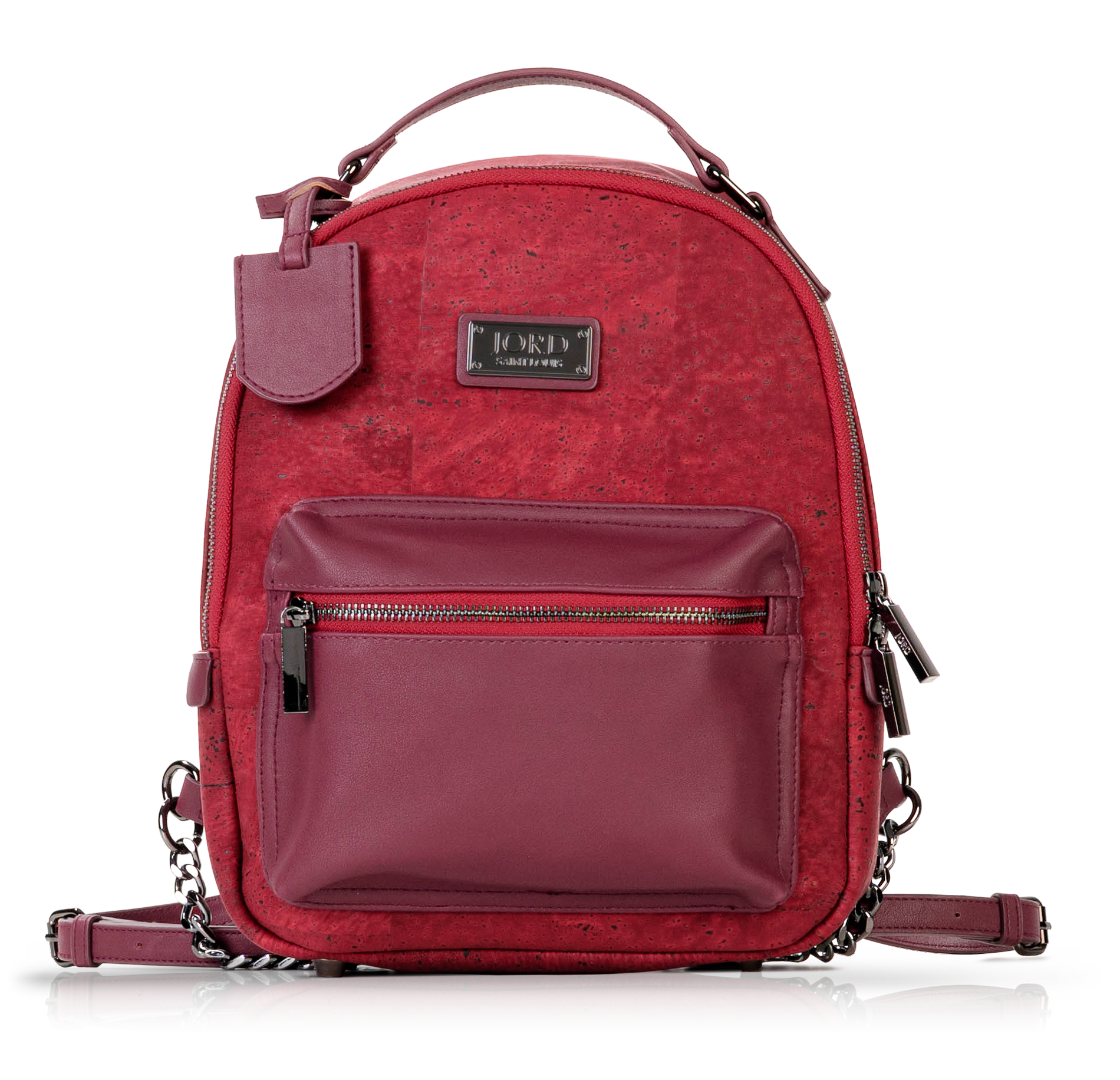 Binca Textured Black & Gold Zipper Backpack with Suberhide | JORD